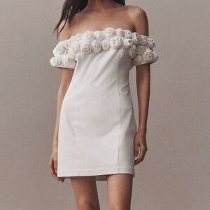 BHLDN Off the Shoulder Rosette Mini Dress by ANTHROPOLOGIE NWOT